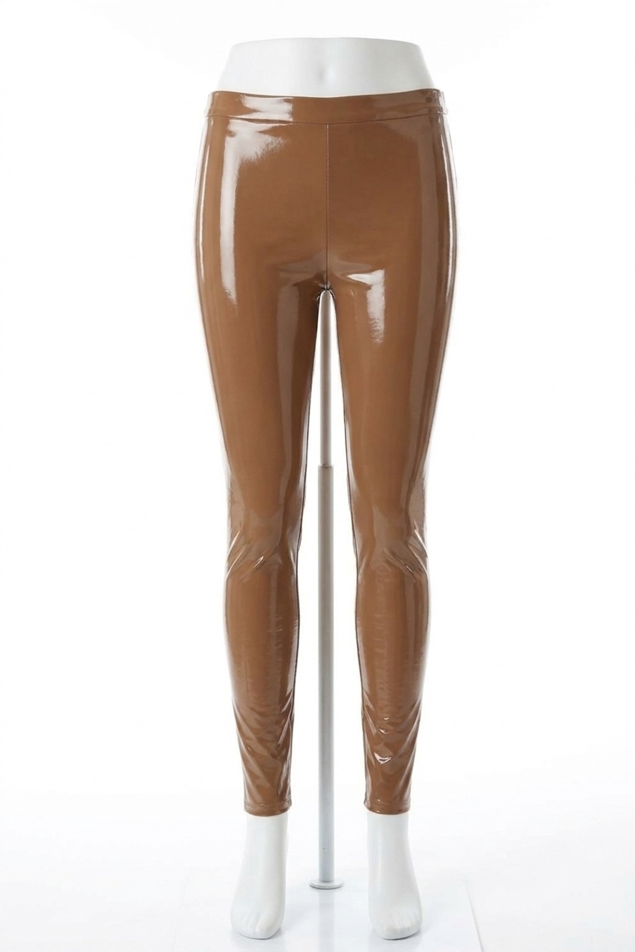 NEW ALICE + OLIVIA women's faux leather leggings in brown